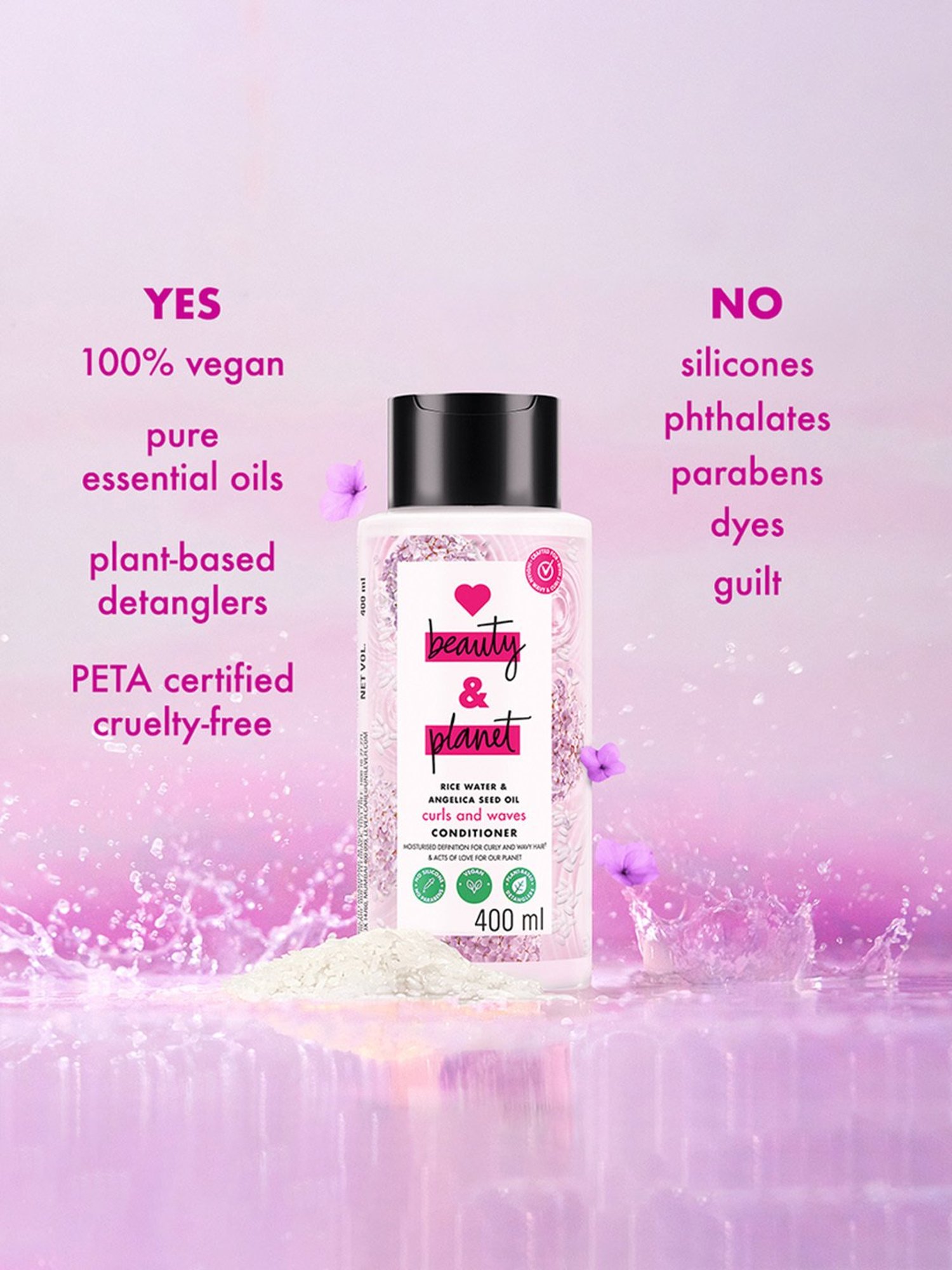 Love Beauty & Planet Rice Water & Angelica Seed Oil Curls and Waves Conditioner - 400 ml