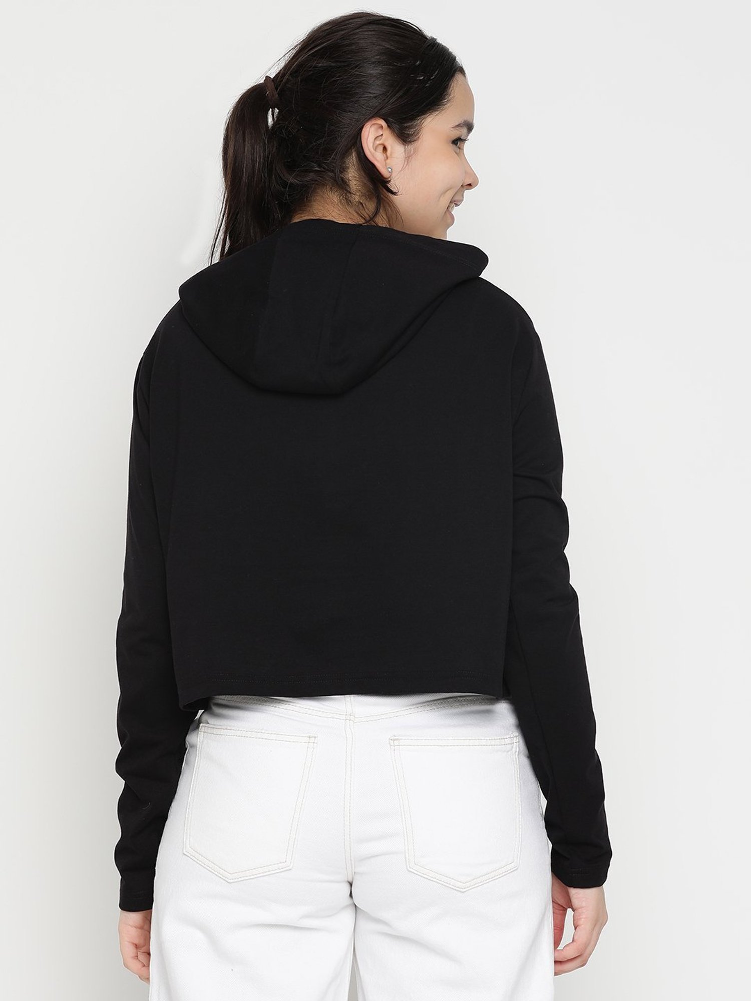 Lil Tomatoes Kids Black Graphic Print Full Sleeves Crop Top