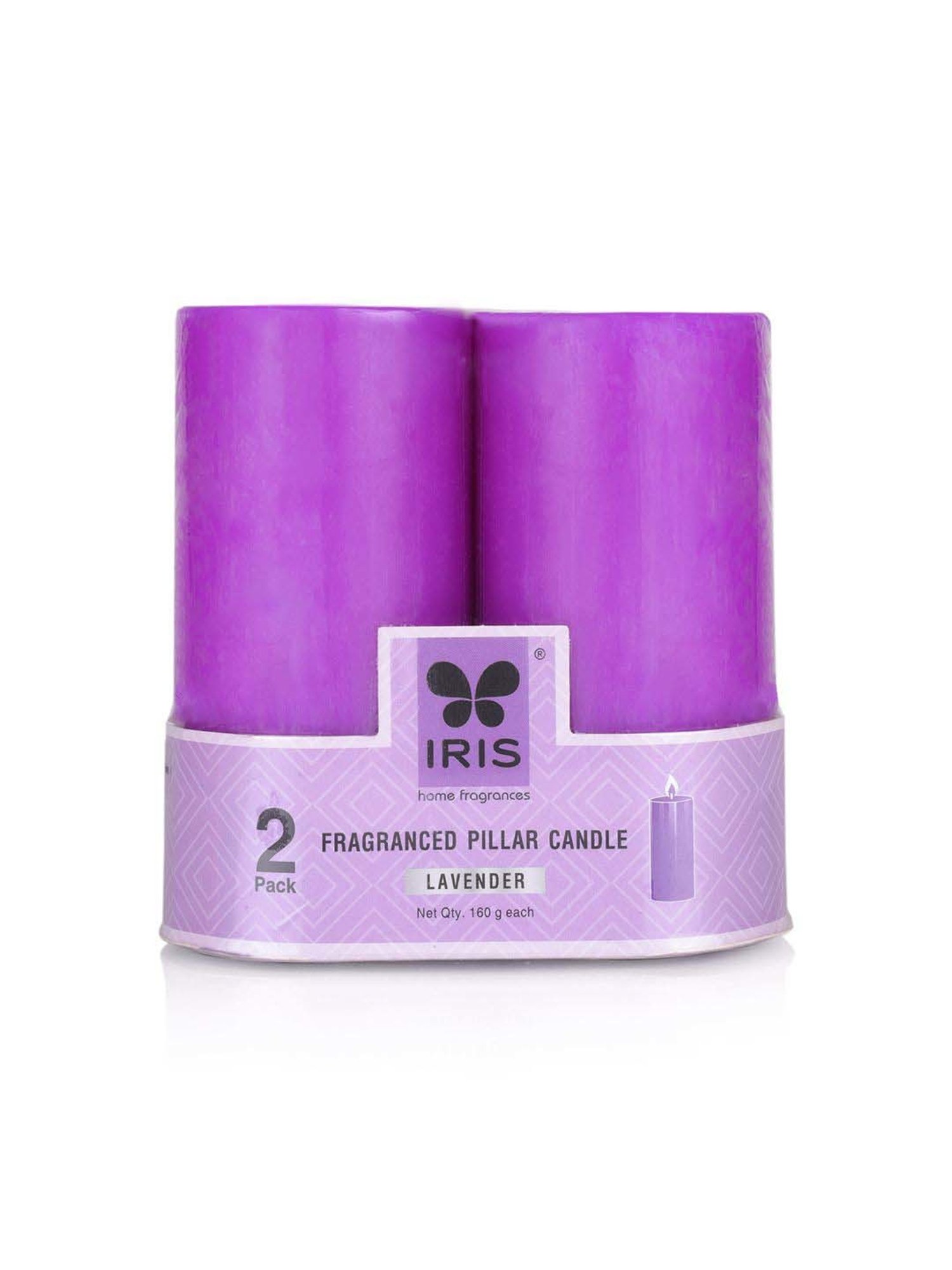 IRIS Purple Home Fragrances Lavender Fragrance Pillar Candles - Set of 2