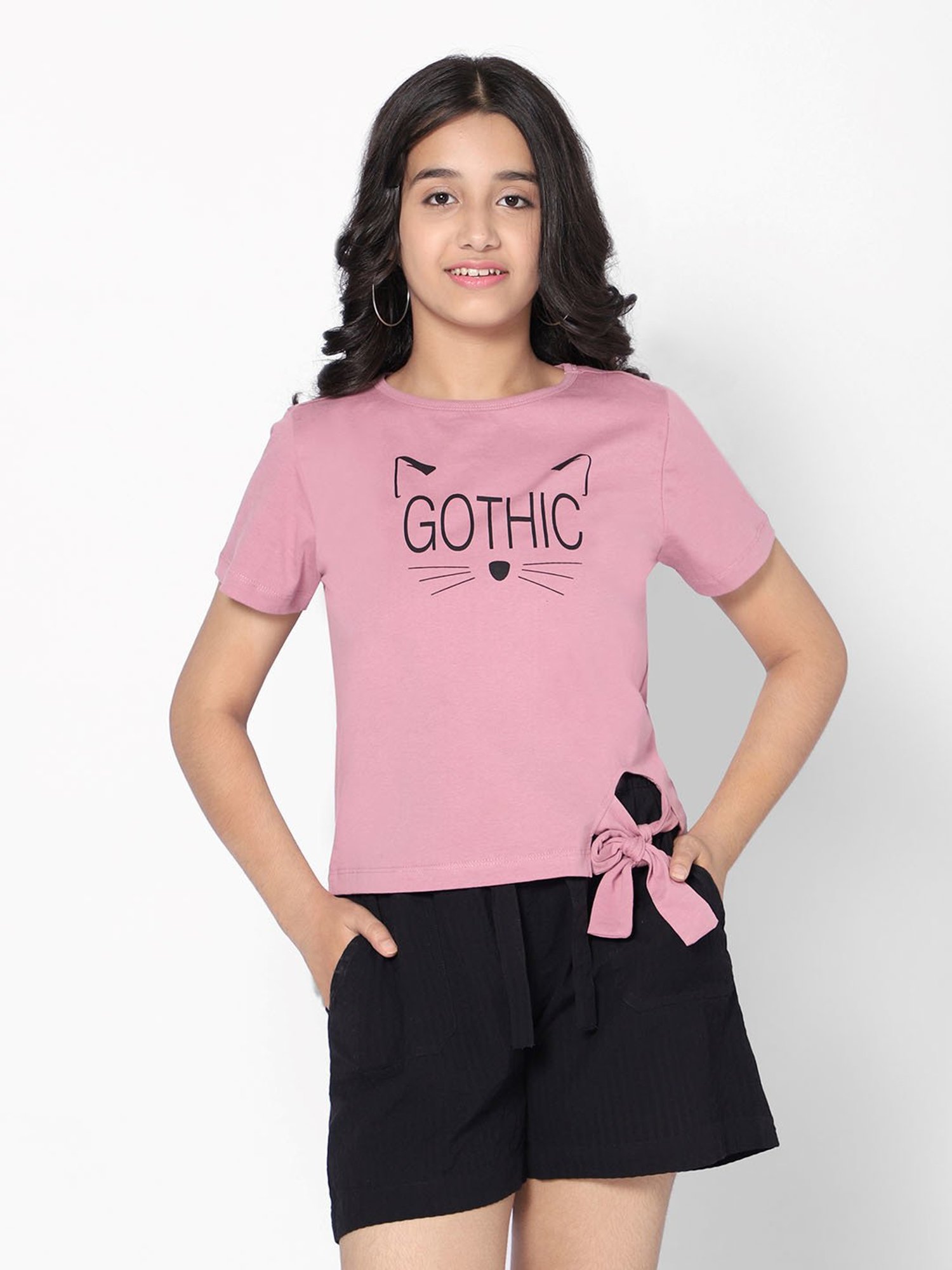 TeenTrums Girls Pink Printed Top