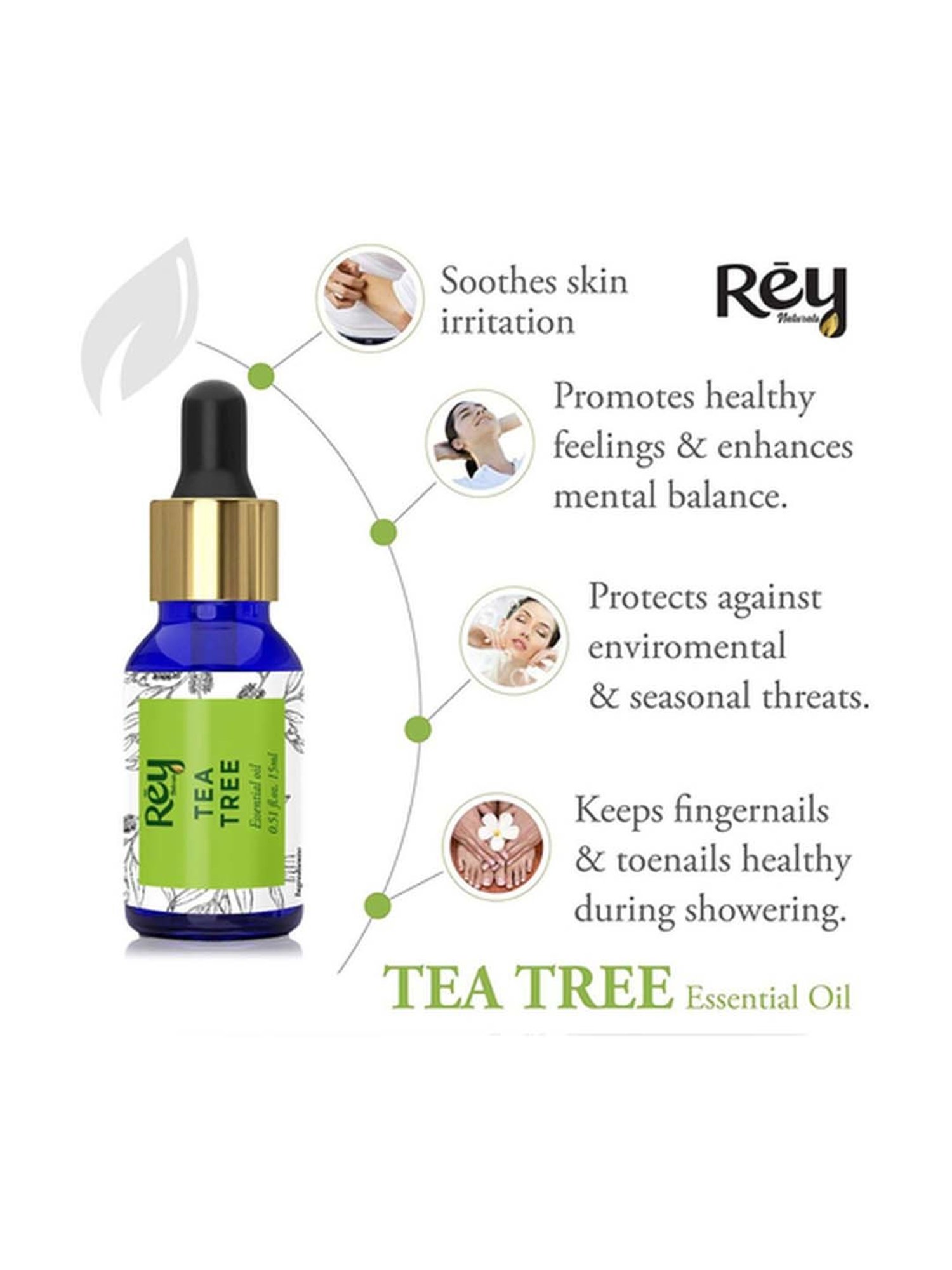 Rey Naturals Tea Tree Essential Oil Pack Of 2 - 30 ml