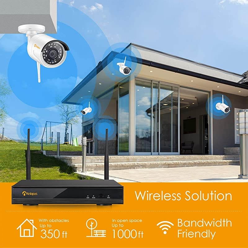 H.265+ 1080P Wireless NVR Surveillance Camera Set, 8CH CCTV WiFi NVR with 8pcs 2MP HD Home Security IP Camera Outdoor, Easy Remote View, 1tb Hard drive