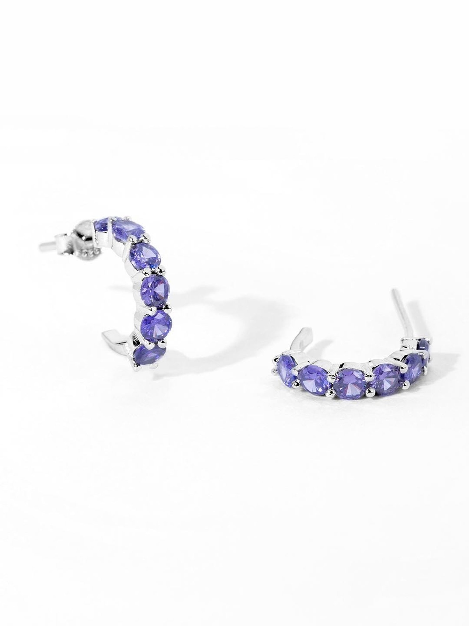 March by FableStreet Sterling Silver Amethyst Zircon Hoop Earrings for Women