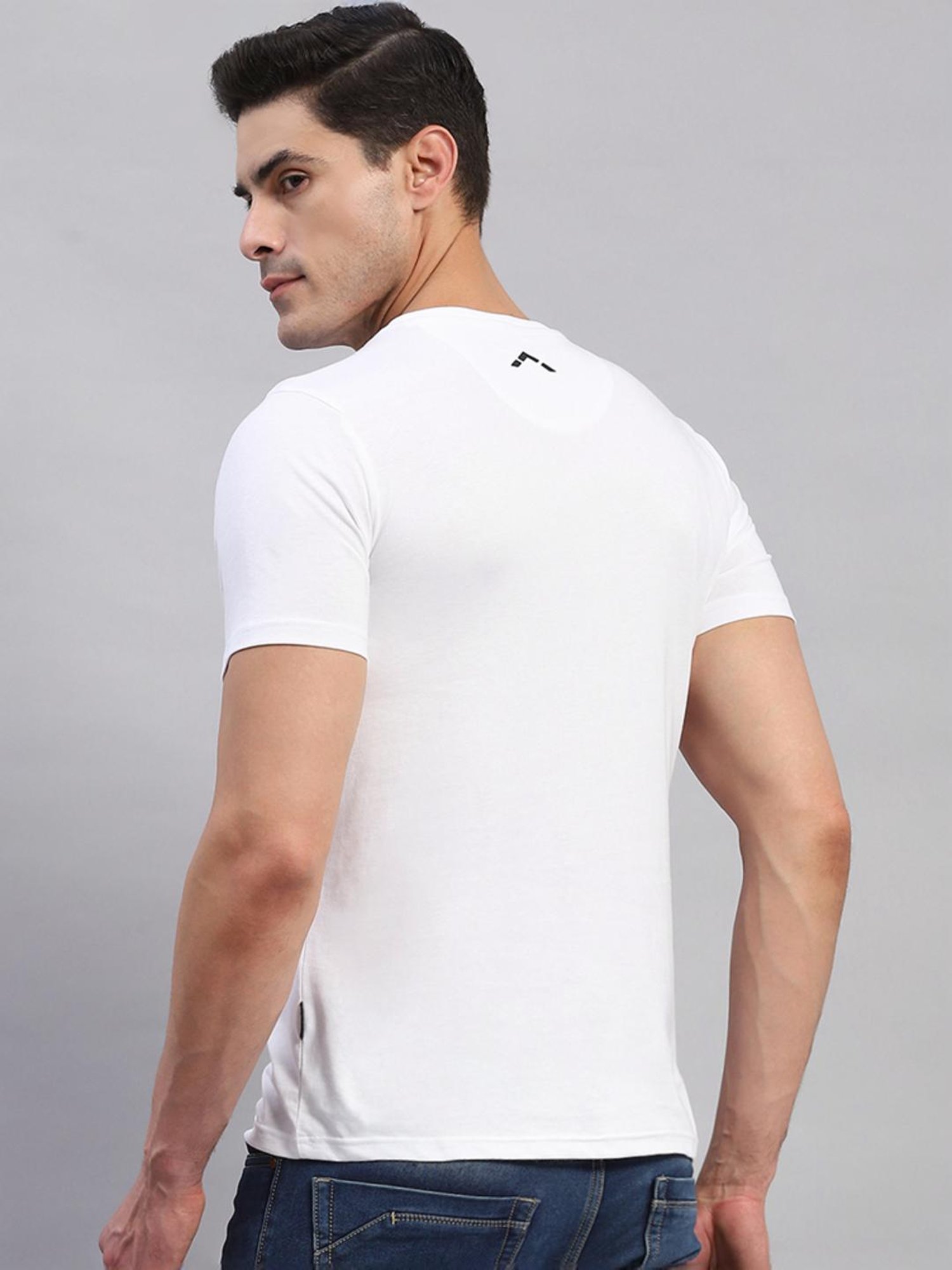 Rock.it White Cotton Regular Fit Printed T-Shirt