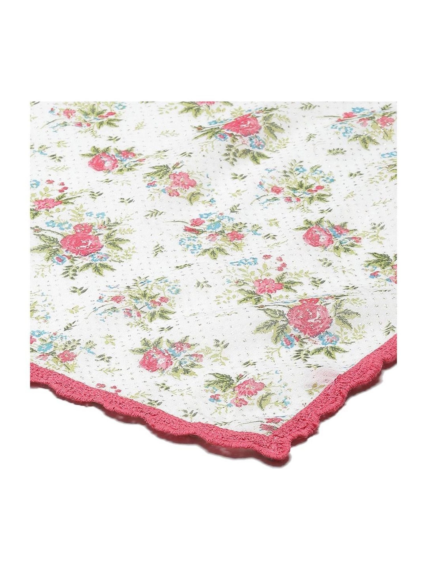 Biba Girls Off-White & Pink Cotton Printed Kurta Set