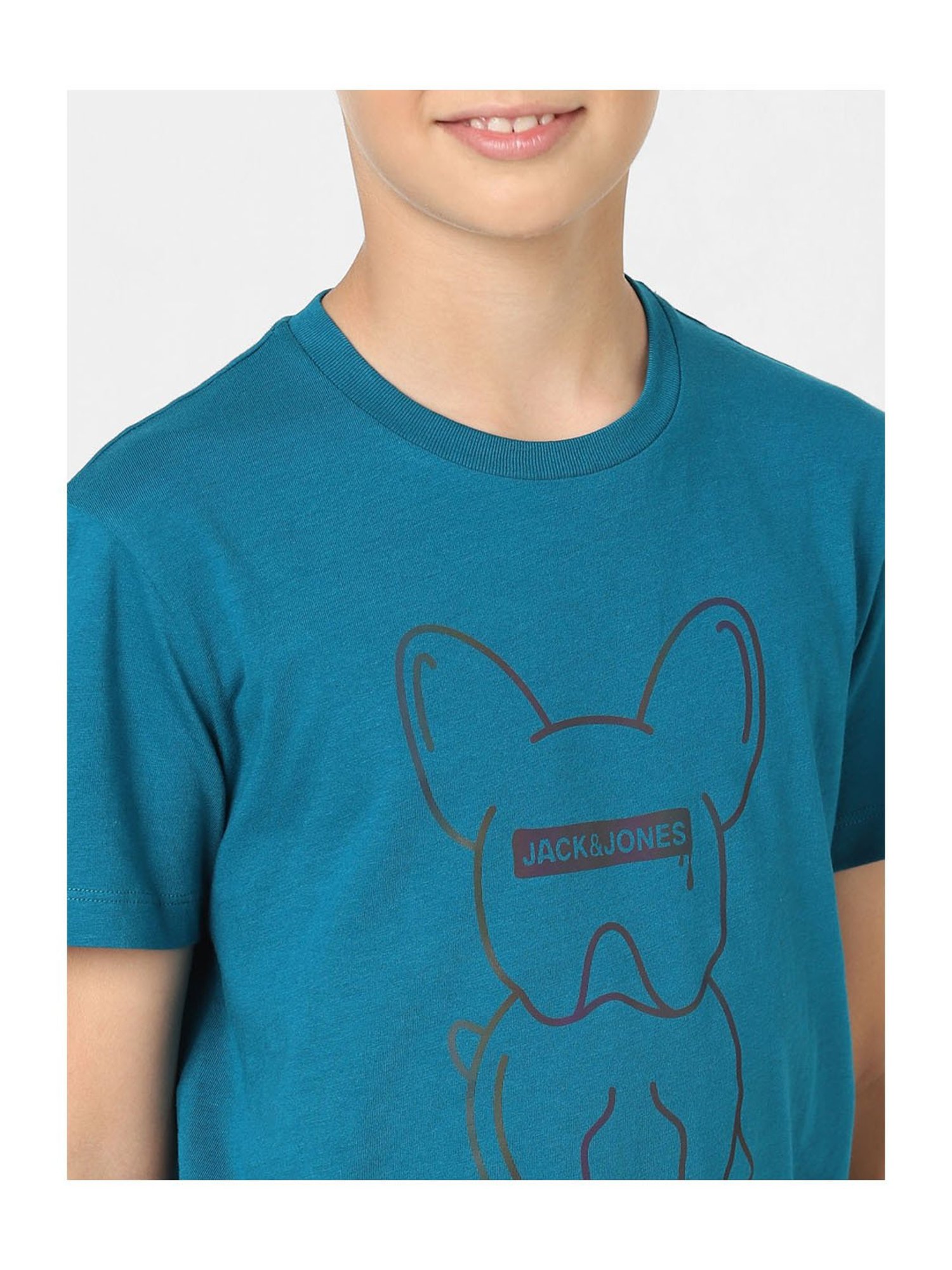 Jack & Jones Junior Boys Teal Printed T-Shirt