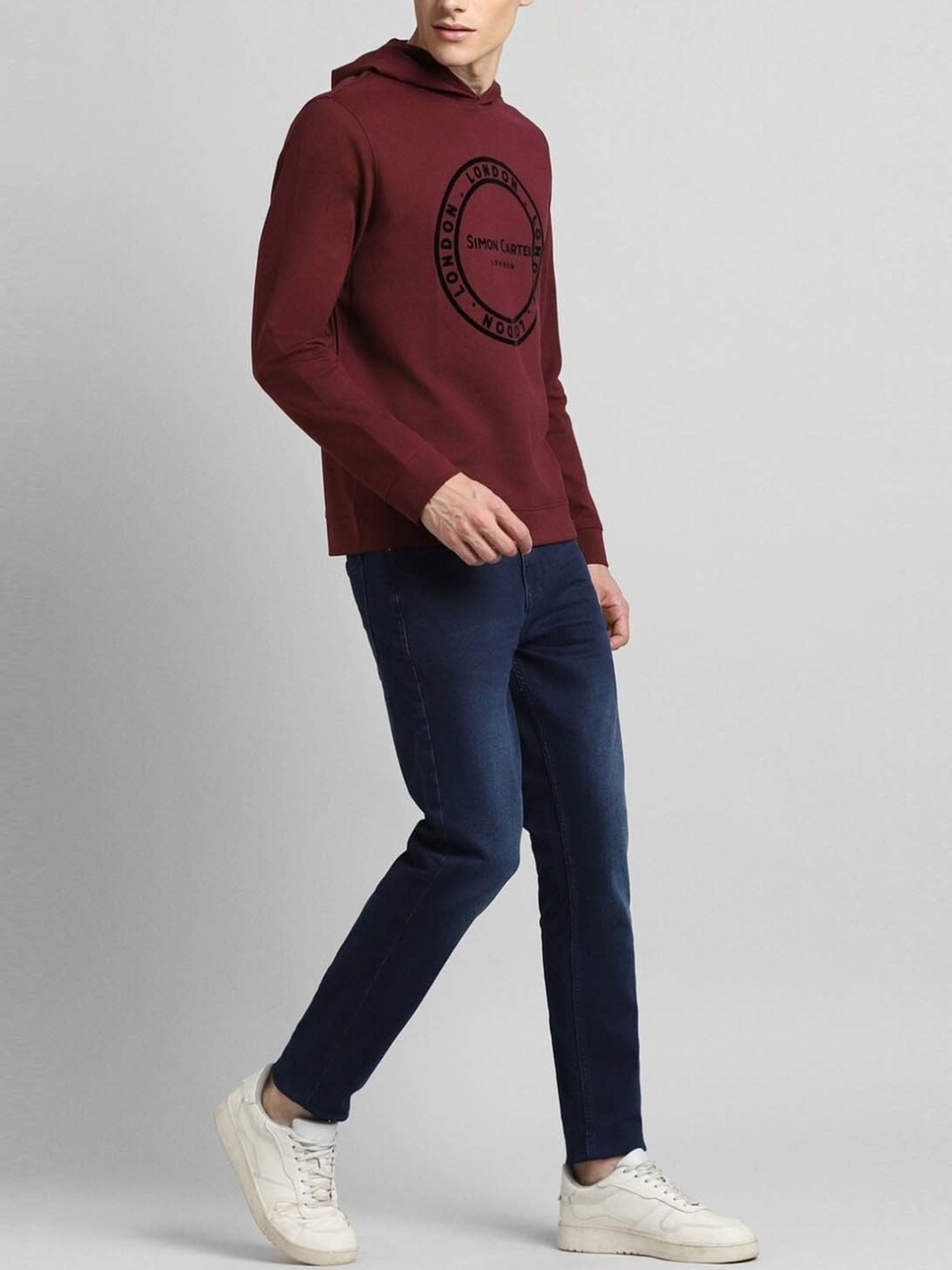 Simon Carter London Slim Fit Navy Lightly Washed Mid Rise Jeans