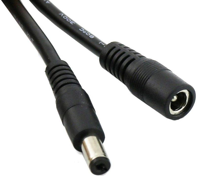 DC Power Extension Cable 5.5mm x 2.1mm Male Female Cord 18AWG 12V 24V 10A Heavy Duty (3 feet / 1 Meter)
