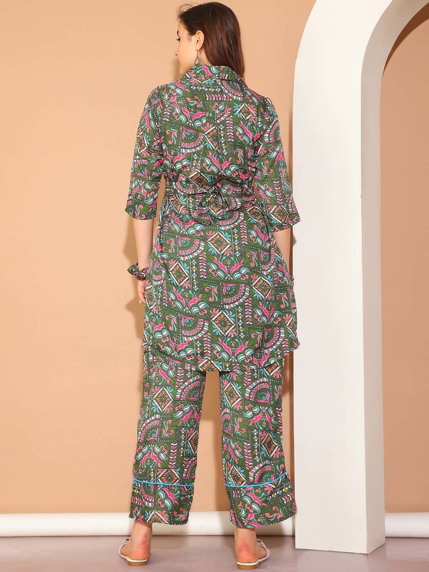 Moms Maternity Green Kurta Pant Set