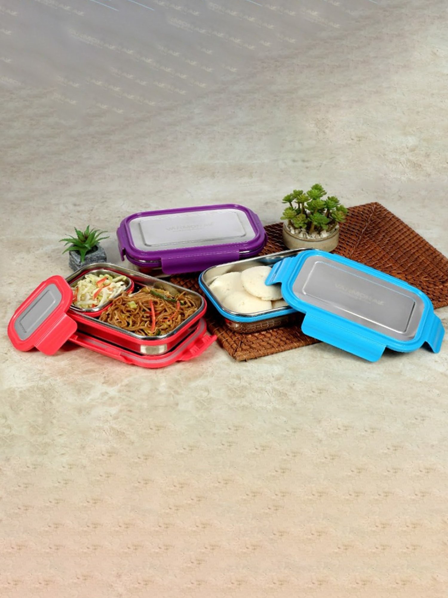 Borosil Grey Stainless Steel Lunch Box - Set of 4