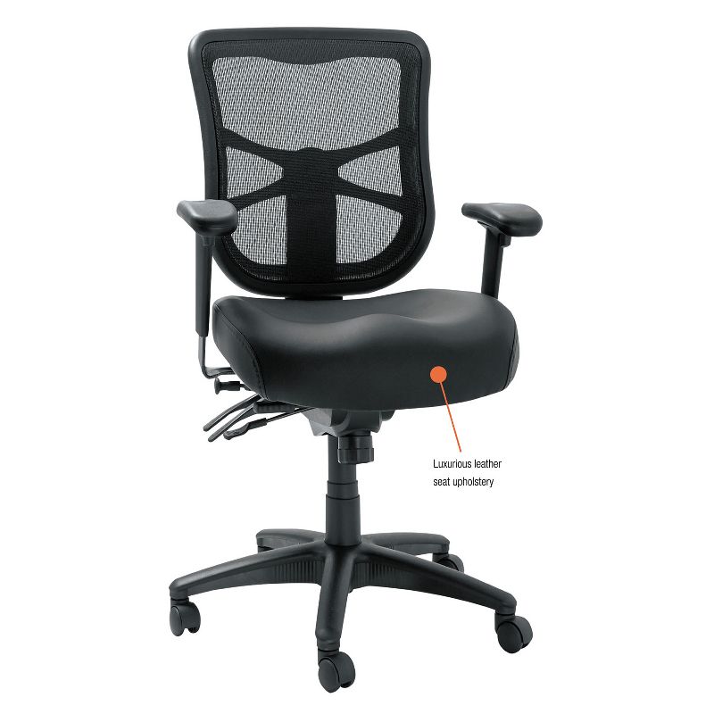 Alera Elusion Series Mesh Mid-Back Multifunction Chair, Black Leather EL4215