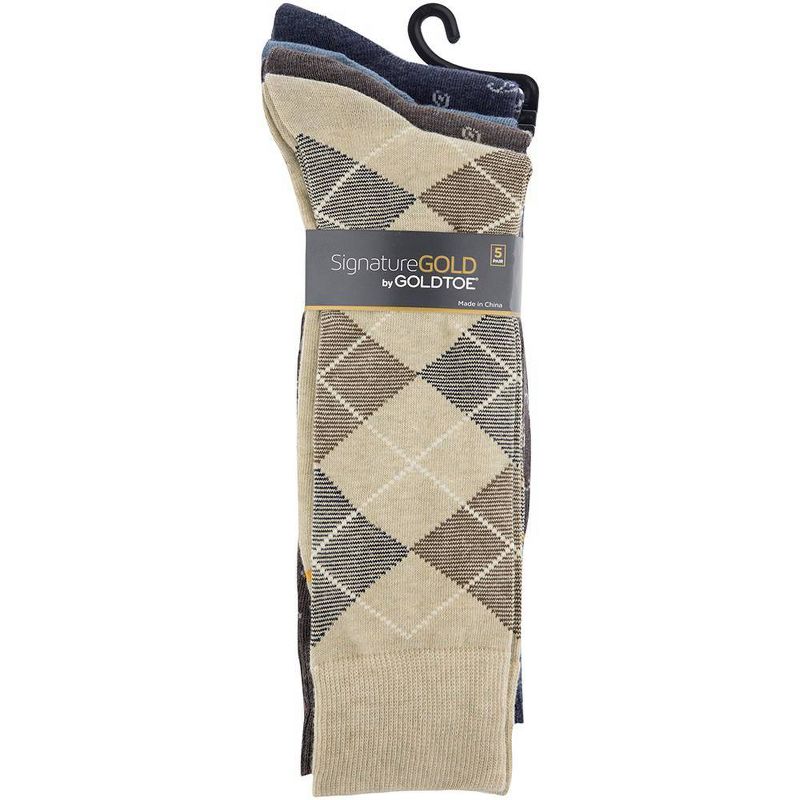 Signature Gold by GOLDTOE Men's Argyle Crew Socks 5pk - Oatmeal 6-12.5