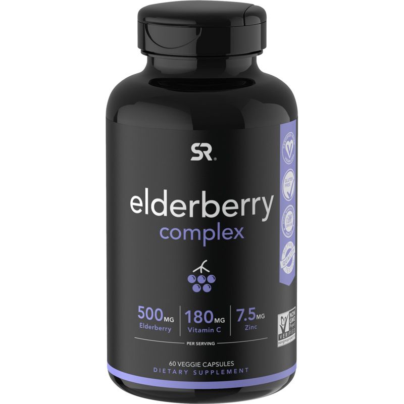 Sports Research Elderberry Complex, 60 Veggie Capsules, Greens and Superfood Supplements