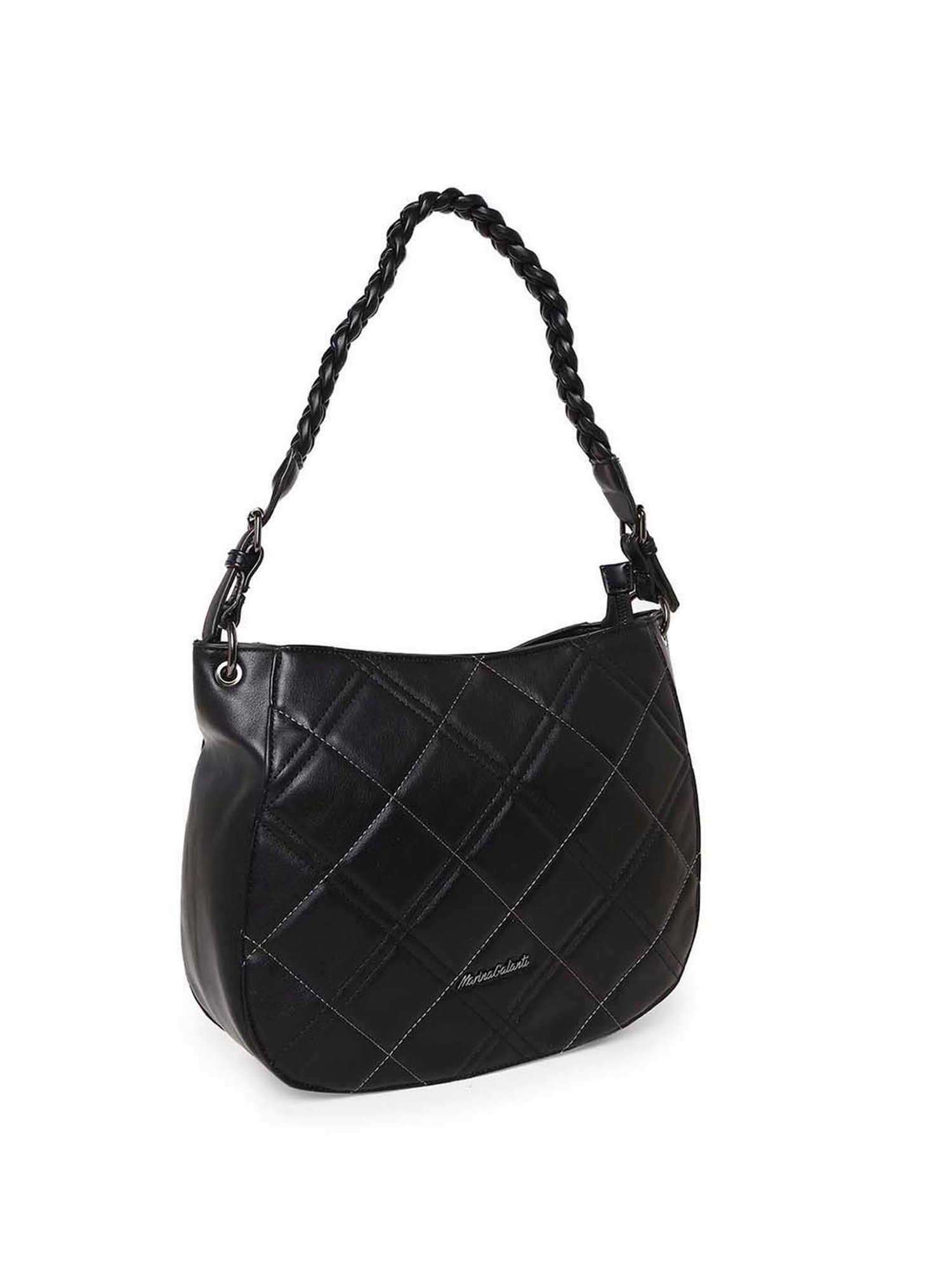 Marina Galanti Black Quilted Medium Baguette Bag