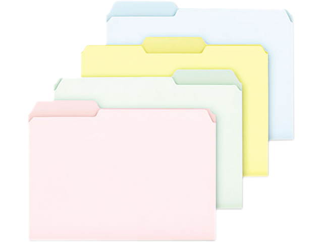 Pendaflex Pastel Color File Folders 1/3 Cut Top Tab Letter Assorted 100/Box