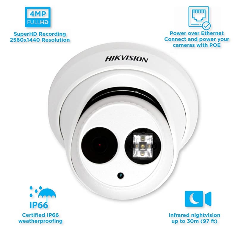 4 Megapixel EXIR PoE Turret IP Outdoor Surveillance Camera, DS-2CD2342WD-I 2.8mm Lens,White