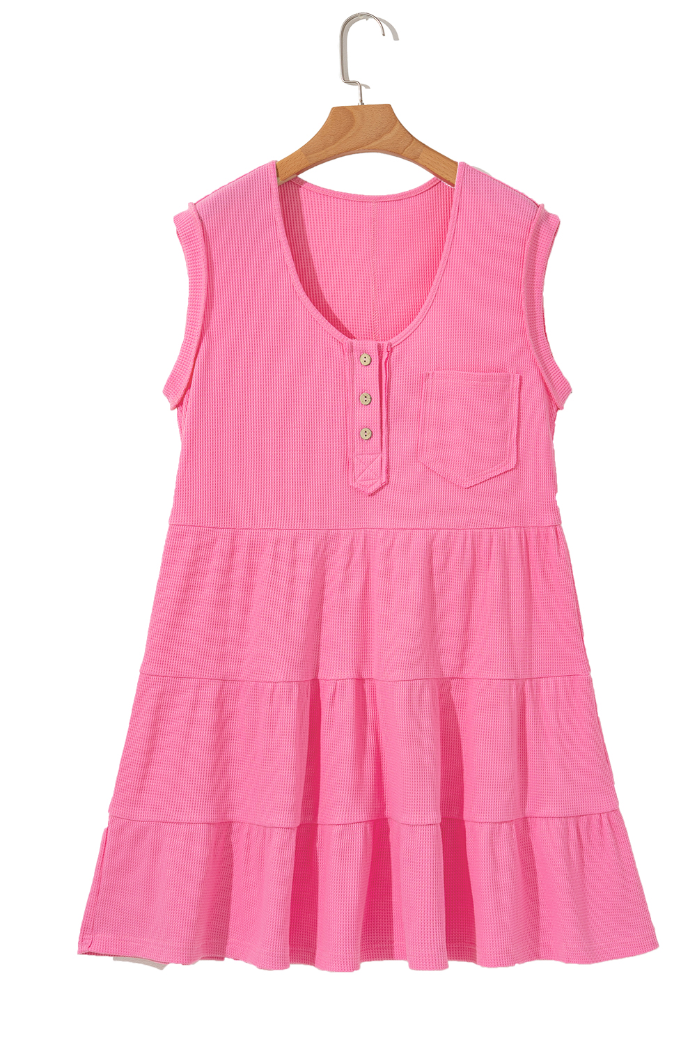 White Frill Mock Neck Sleeveless Tiered Floral Dress