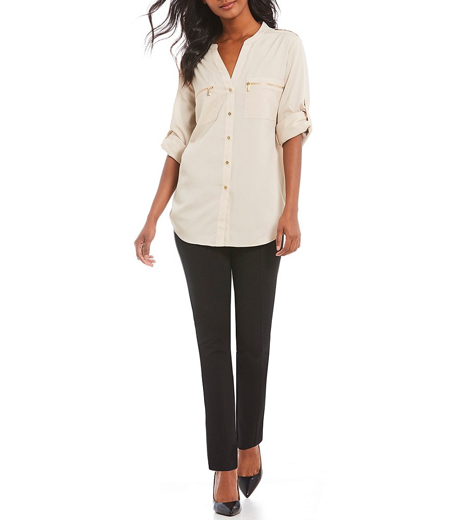 Eva Varro Solid Knit Jersey Banded Hem Pull-On Harem Pants