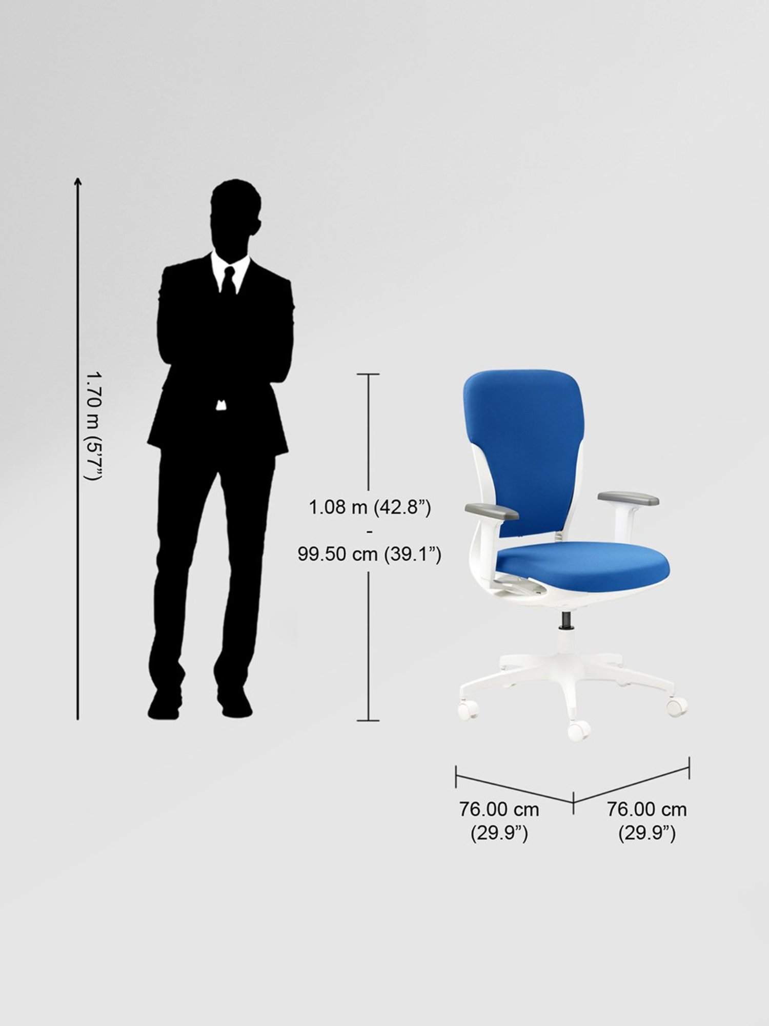 Godrej Interio Motion Royal Blue & White Poly fill High Back Chair