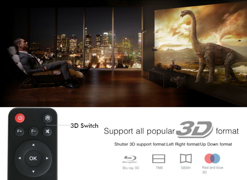 8500Lumens DLP Android 4K 3D Wifi HD 1080P Video Home Theater Projector US