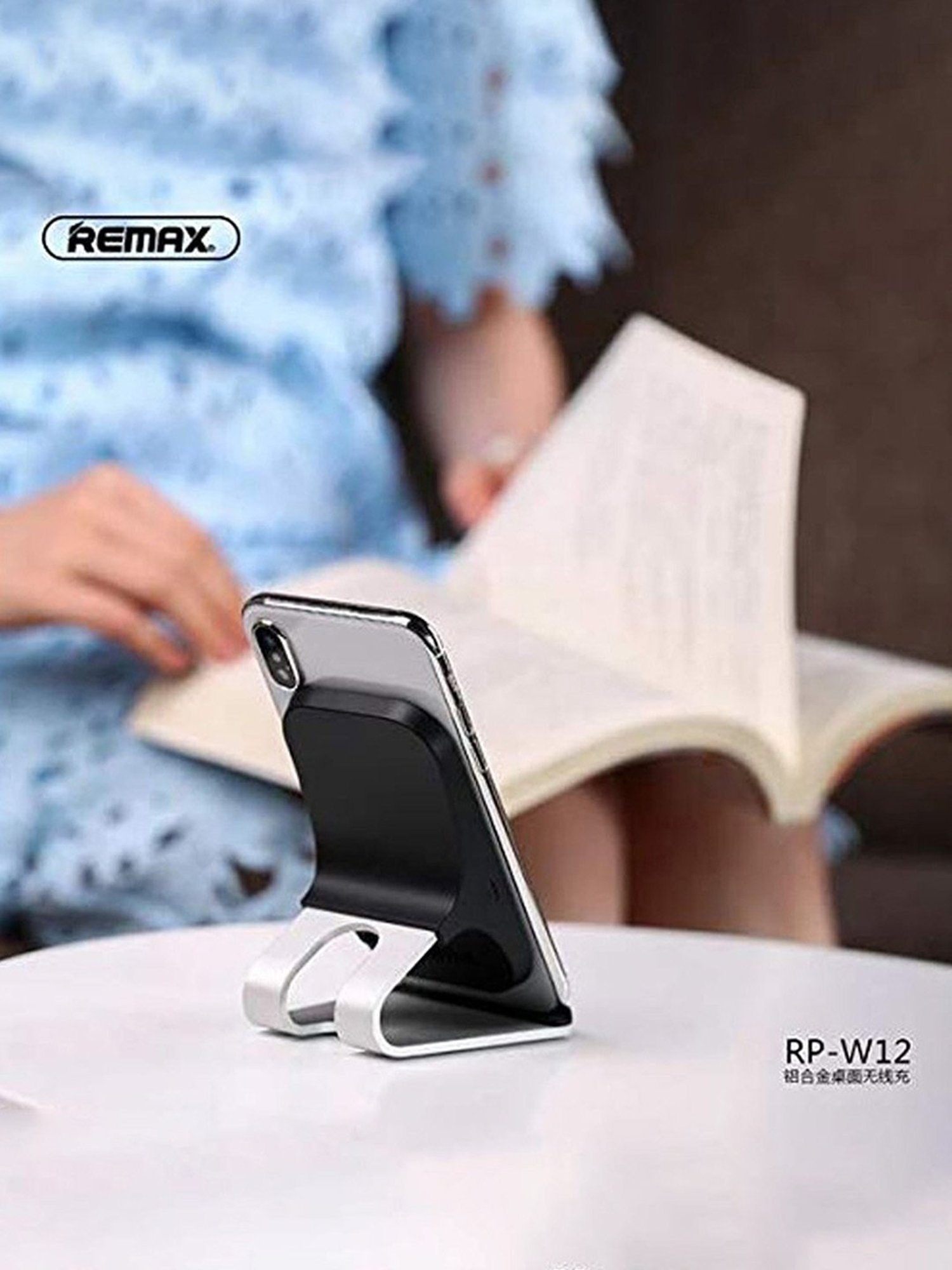 Wk Life Remax RP W12 Desktop Mobile Phone Holder & Wireless Charger ( Black)