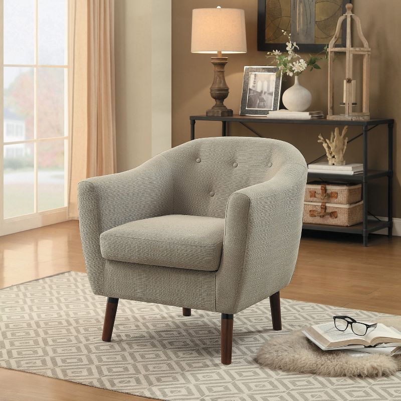 Homelegance 31 Inch Lucille Collection Classic Polyester Fabric Single Living Room Accent Barrel Chair, Beige