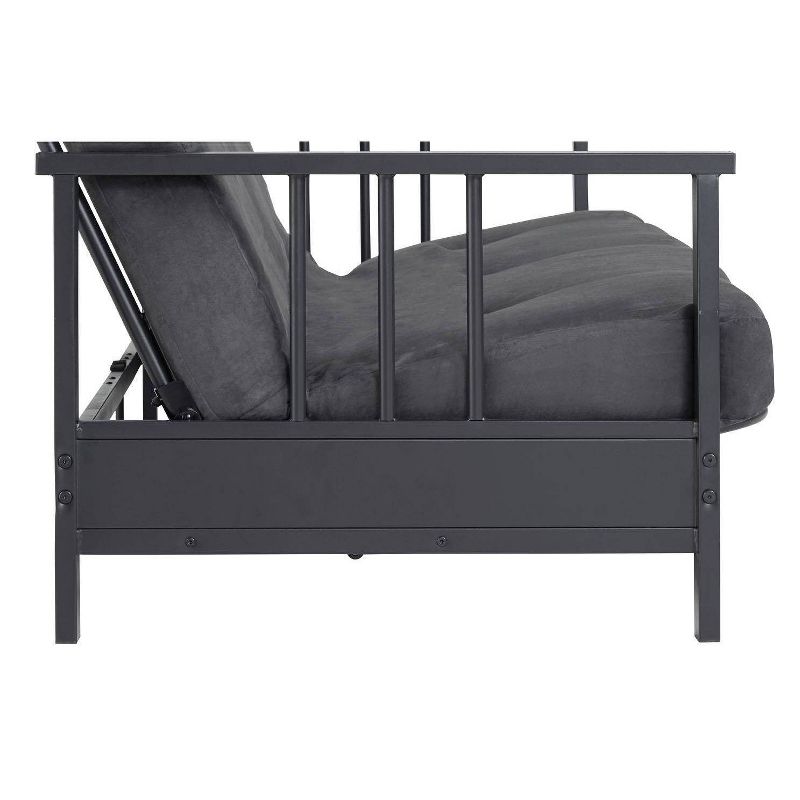 Full Harlow Metal Arm Futon Black/Gray - Room & Joy