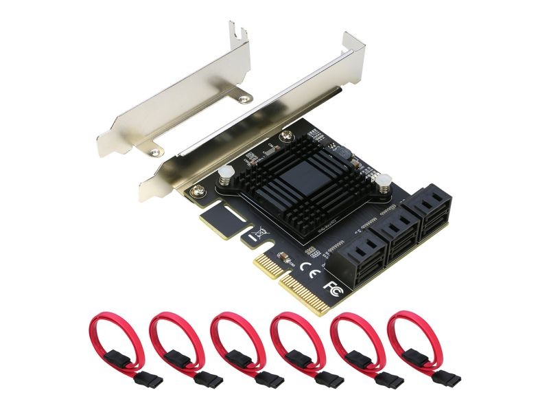SATA iii Card 6 Port PCI-e Express x4 to SATA 6Gbps Expansion Controller Card Adapter, Come with Low Profile Bracket and SATA Cable