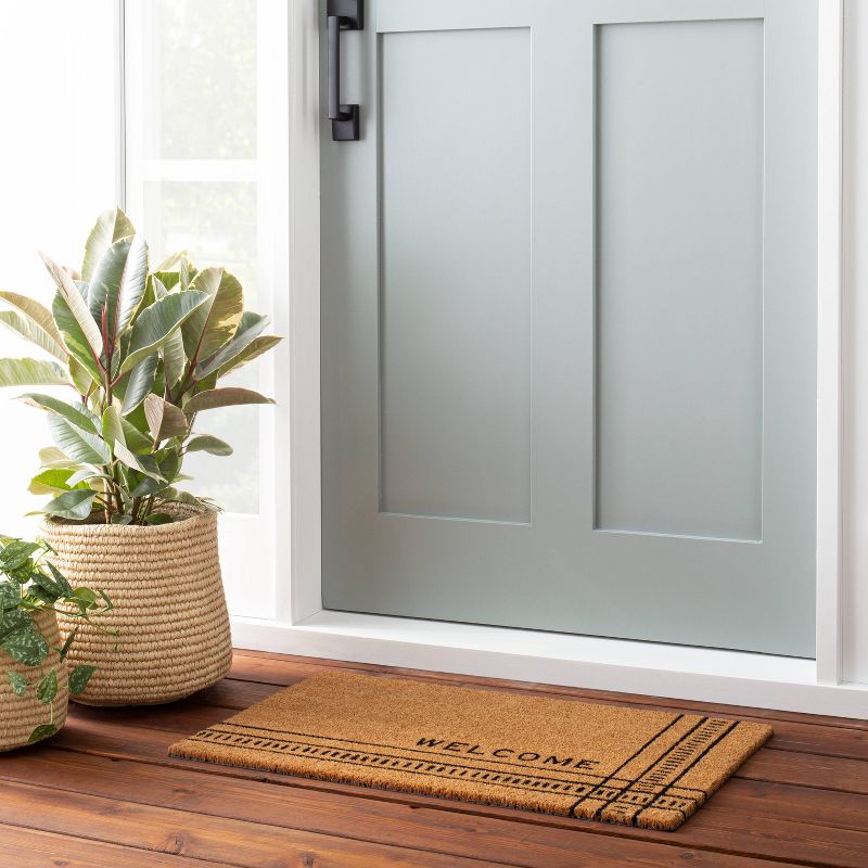Outdoor Dash & Stripe Welcome Coir Doormat - Hearth & Hand™ with Magnolia