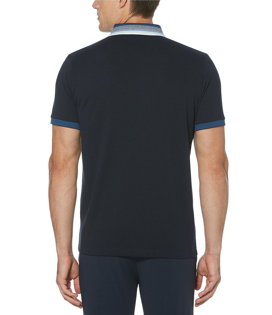 Perry Ellis Big & Tall Ombre Collar Pique Stretch Short-Sleeve Polo Shirt