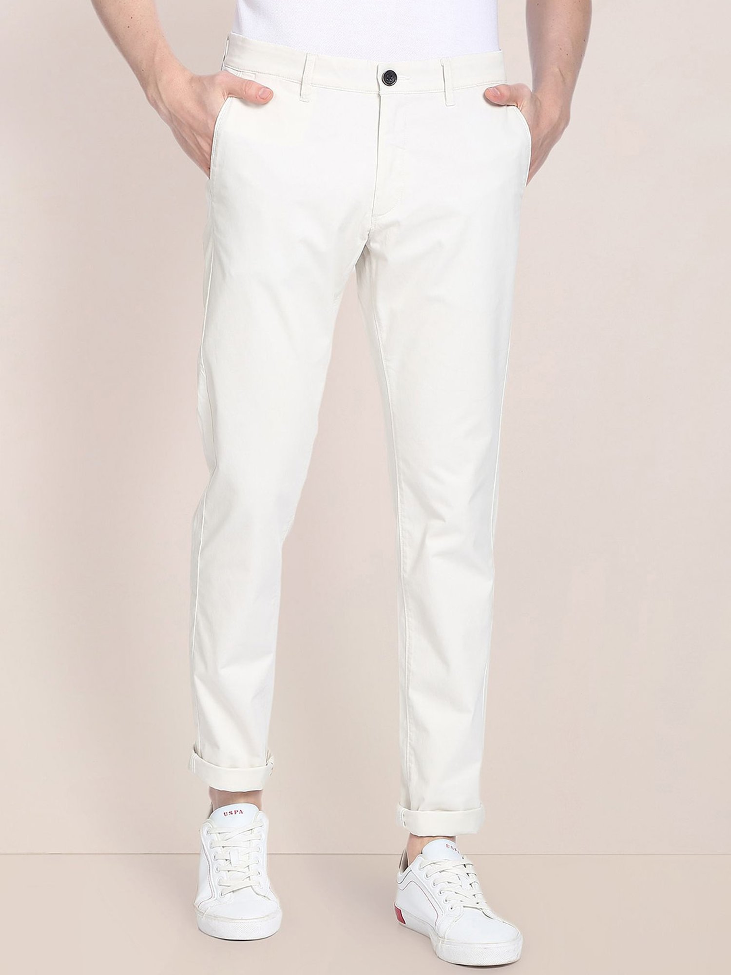 WES Casuals by Westside Olive Relaxed-Fit Mid-Rise Cotton Blend Joggers