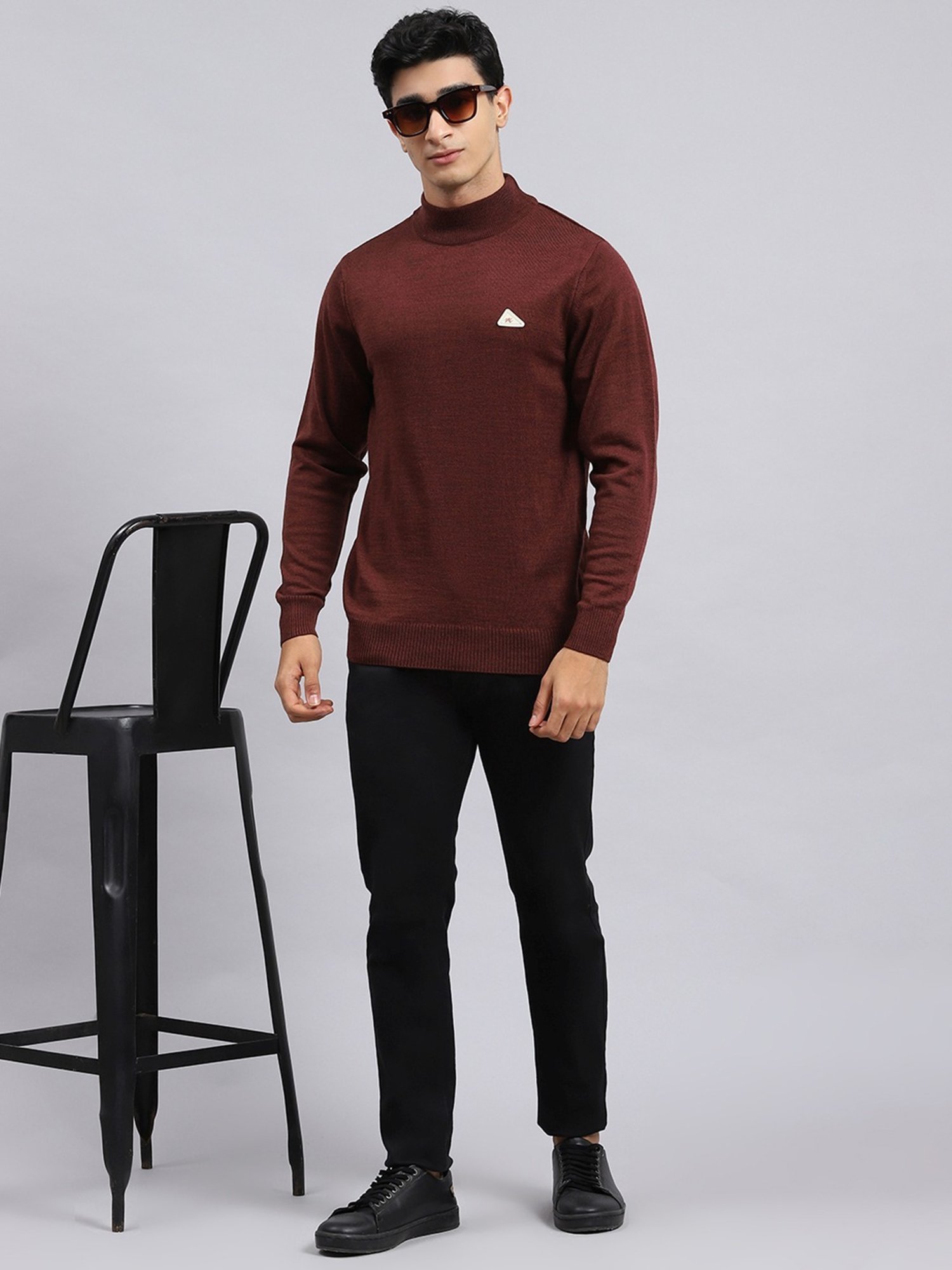 Monte Carlo Dark Rust Regular Fit Sweater
