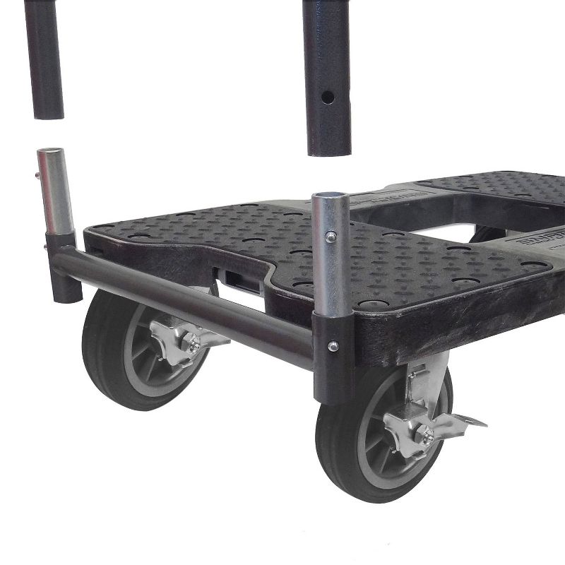 Snap Loc 1,500 lb Capacity All Terrain E Track Push Cart Dolly Black, Heavy Duty 6 in Solid Rubber Swivel Caster Wheels