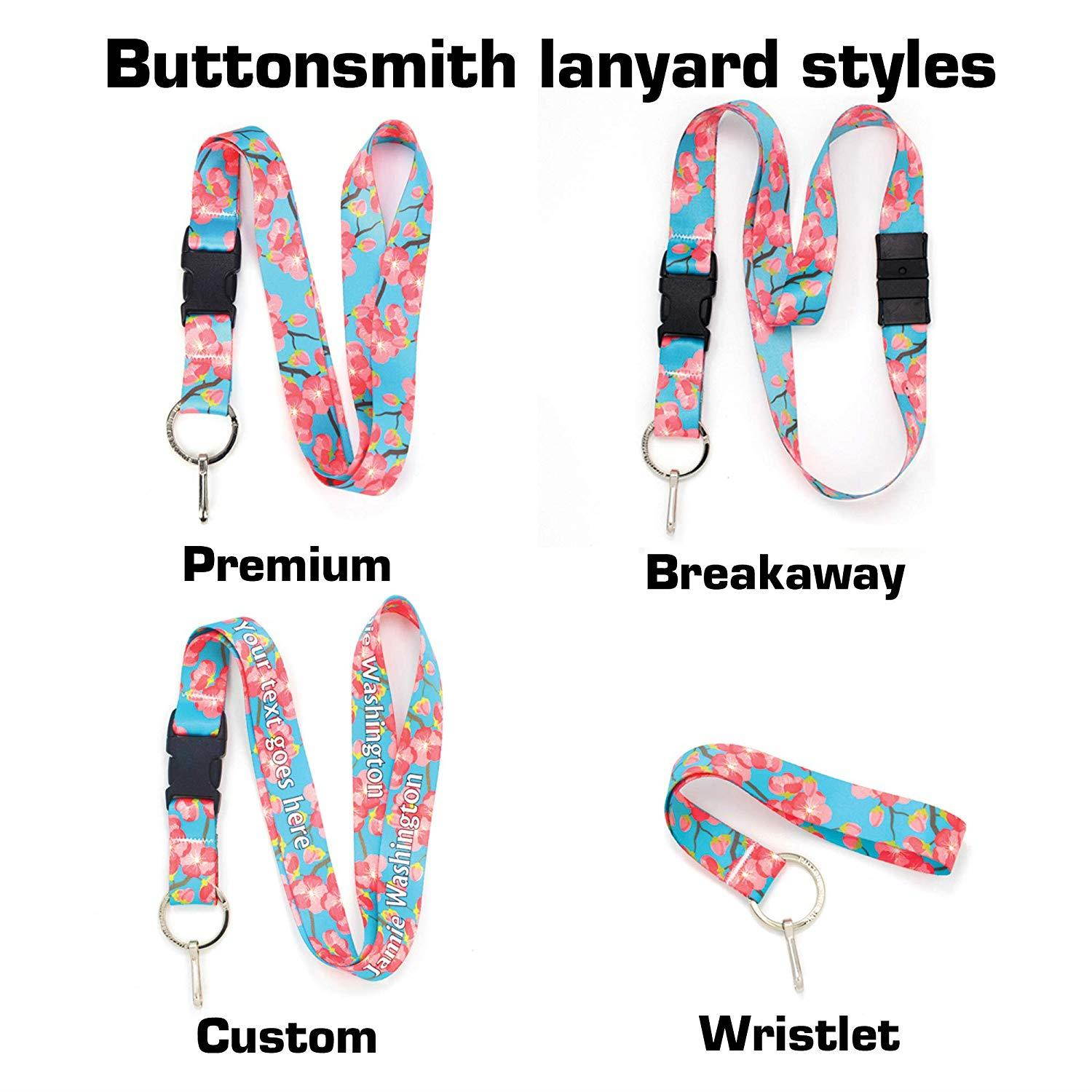 Buttonsmith Cheery Cherry Blossoms Premium Wristlet - Made in USA