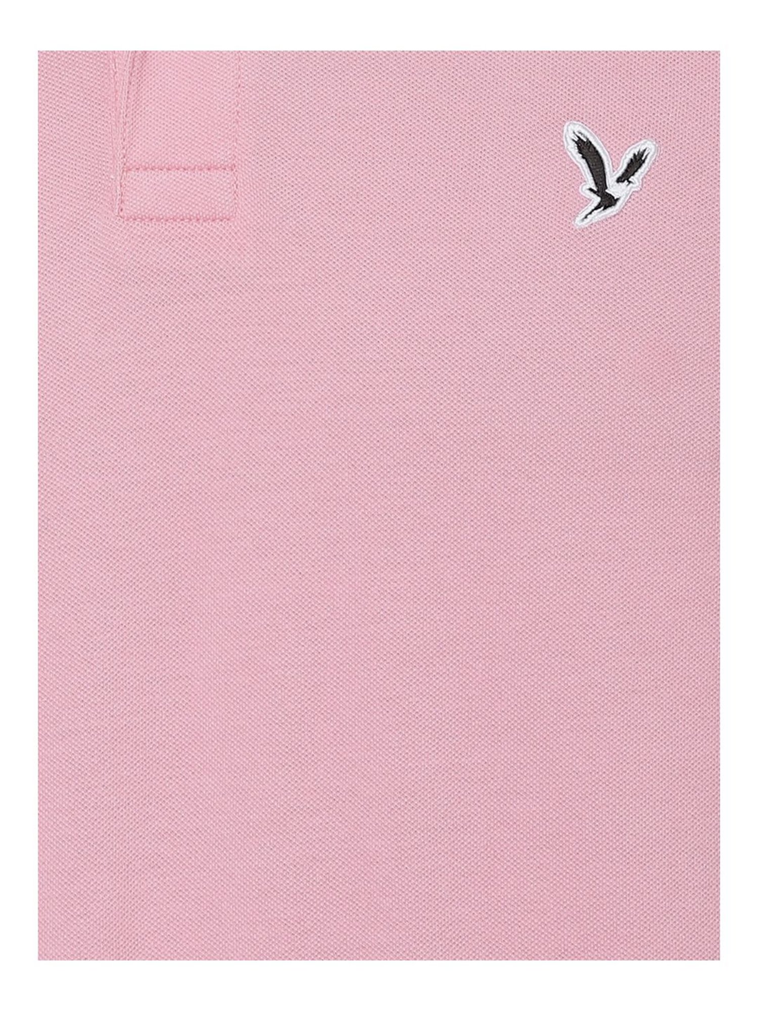 American Eagle Pink Cotton Slim Fit Polo T-Shirt