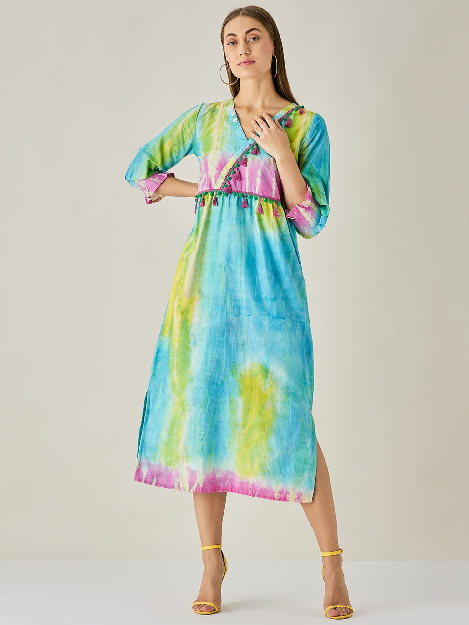 The Kaftan Company Blue Tie-Dye Dress
