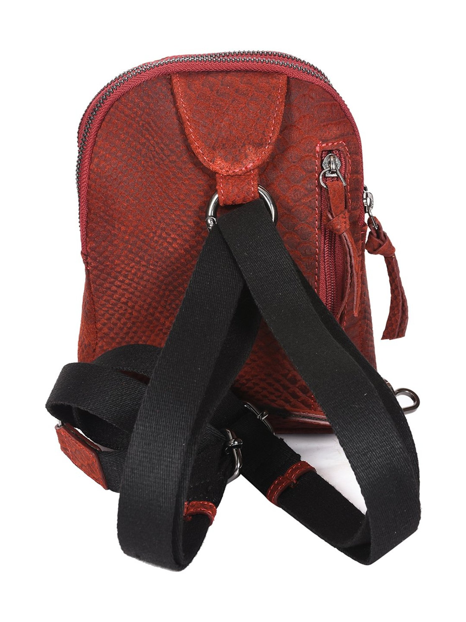 SASSORA Red MEI Animal Effect Small Leather Backpack