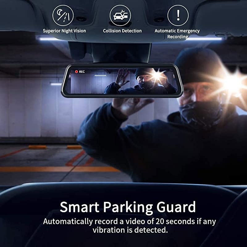 H610 10" 2.5K Mirror Dash Cam for Cars with Full Touch Screen, Waterproof Backup Camera Rear View Mirror Camera, Enhanced Night Vision with Sony Starvis Sensor, Parking Assistance