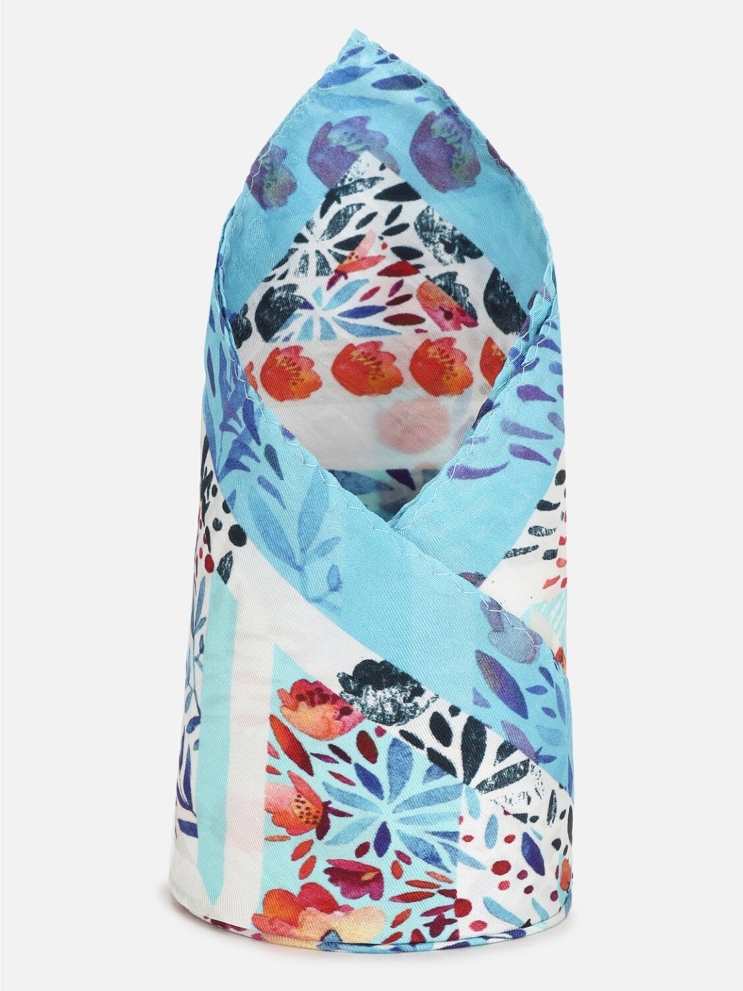 Van Heusen White & Blue Floral Pocket Square