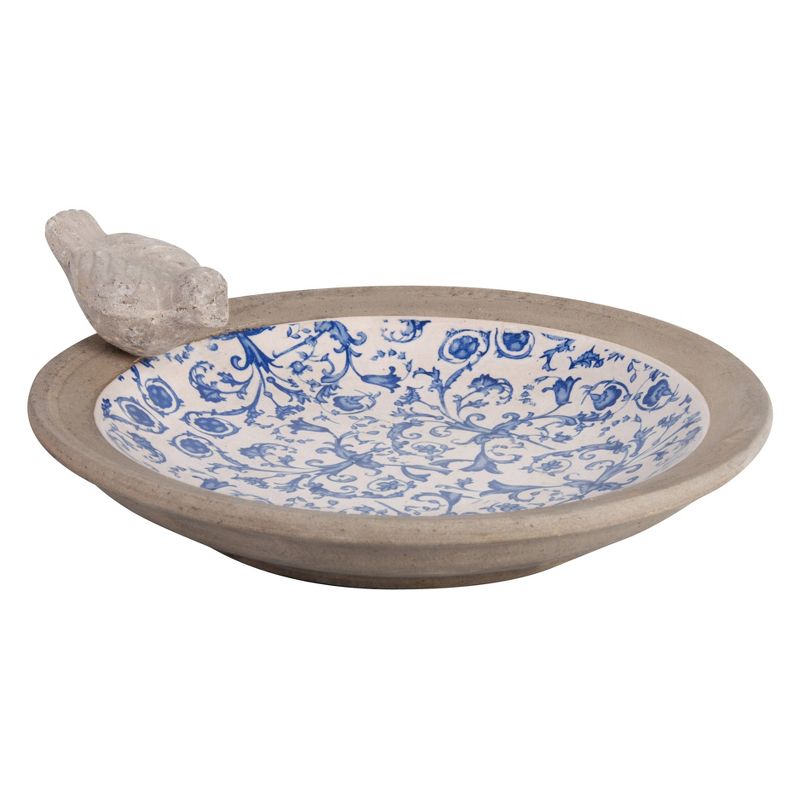 Esschert Design 4.3"H Ceramic Birdbath Blue