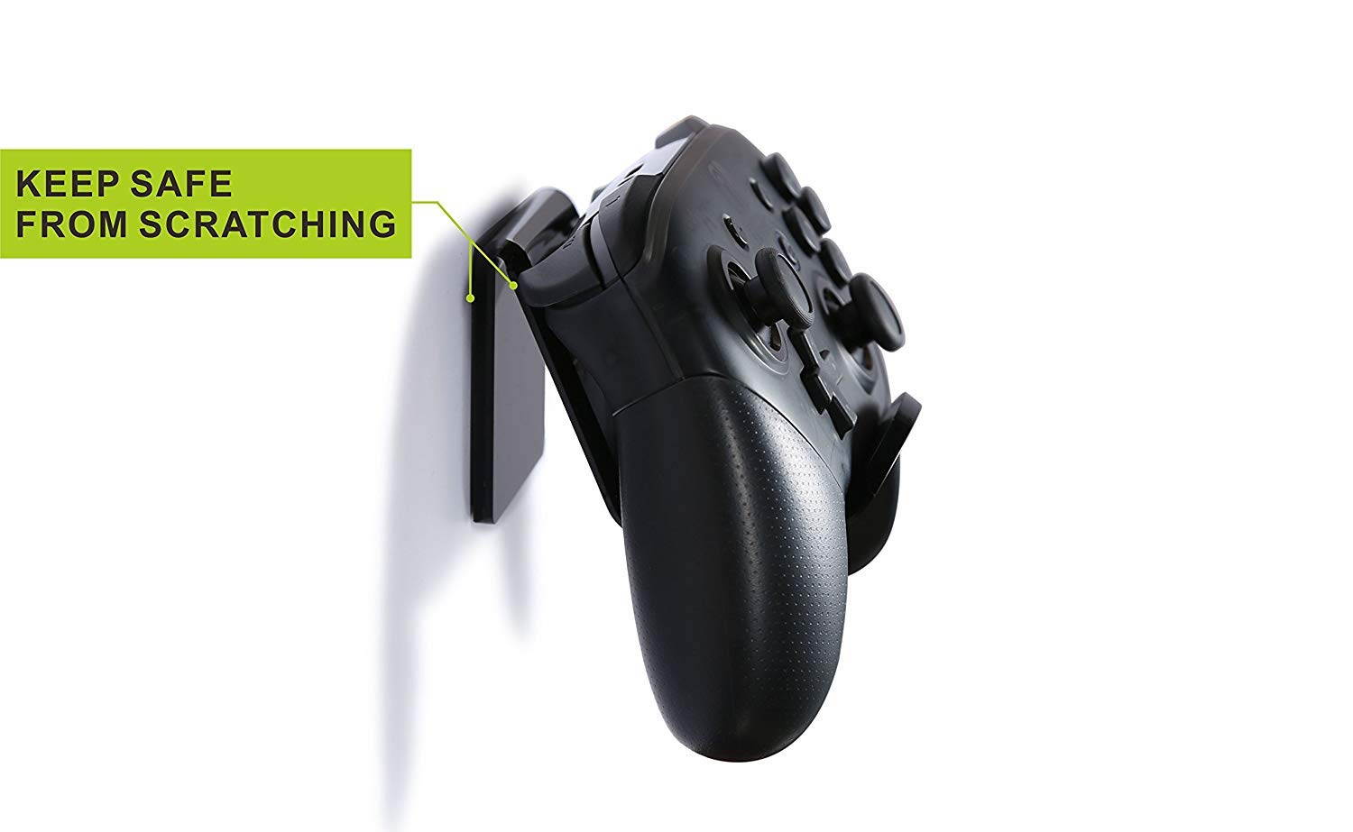 Controller Stand Wall Holder Mount for Xbox One PS4 Switch Pro - Pack of 2 OAPRIRE Acrylic Video Game Controller Accessories with Cable Clips - Black