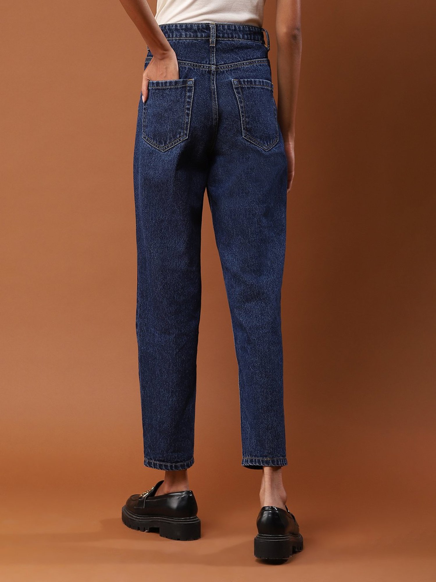 aarke Ritu Kumar Dark Blue Straight Fit Mid Rise Jeans