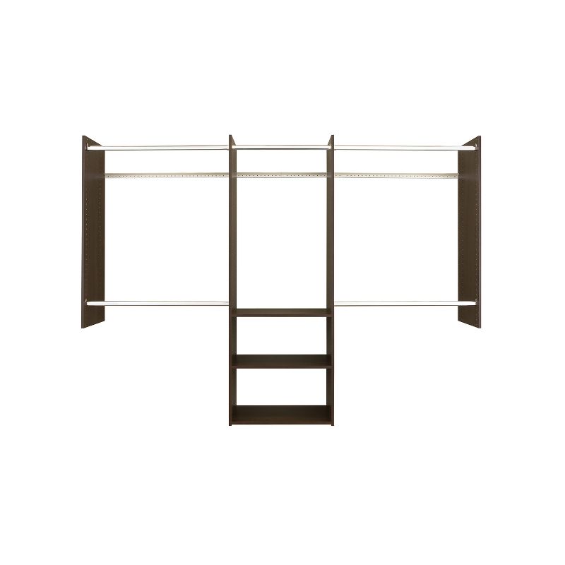 Easy Track RB1460-TON.PK Deluxe Starter Closet Storage Wall Mounted Wardrobe Organizer System Kit with Shelves and Rods, Truffle Brown