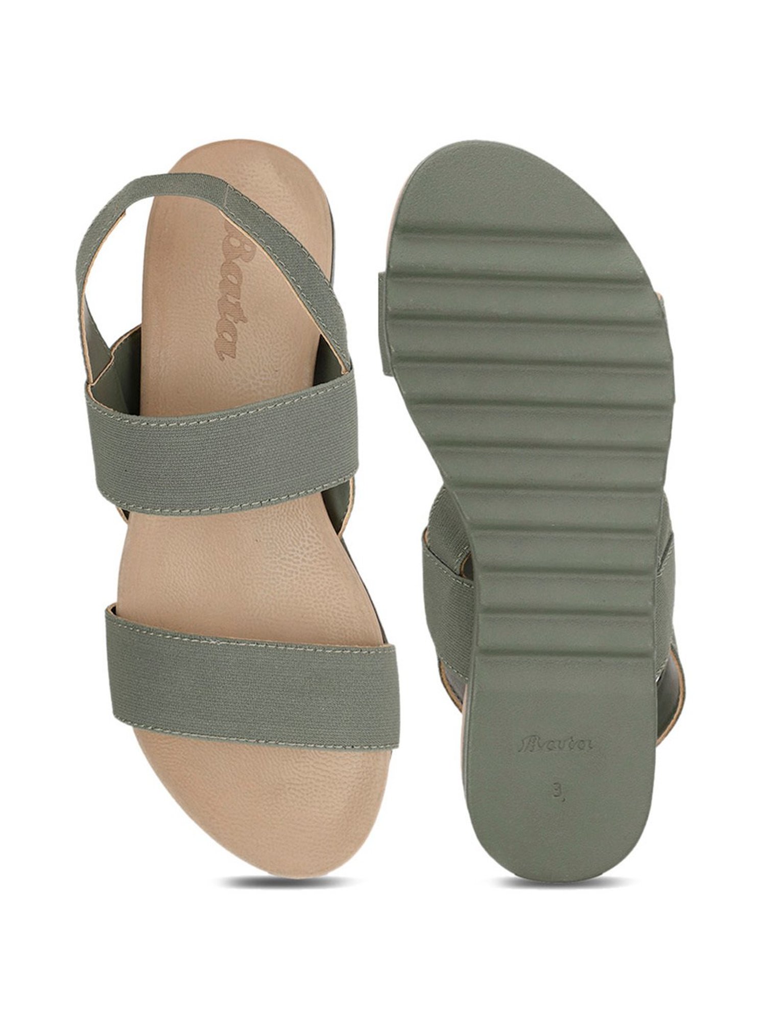 Bata Women's Green Sling Back Wedges