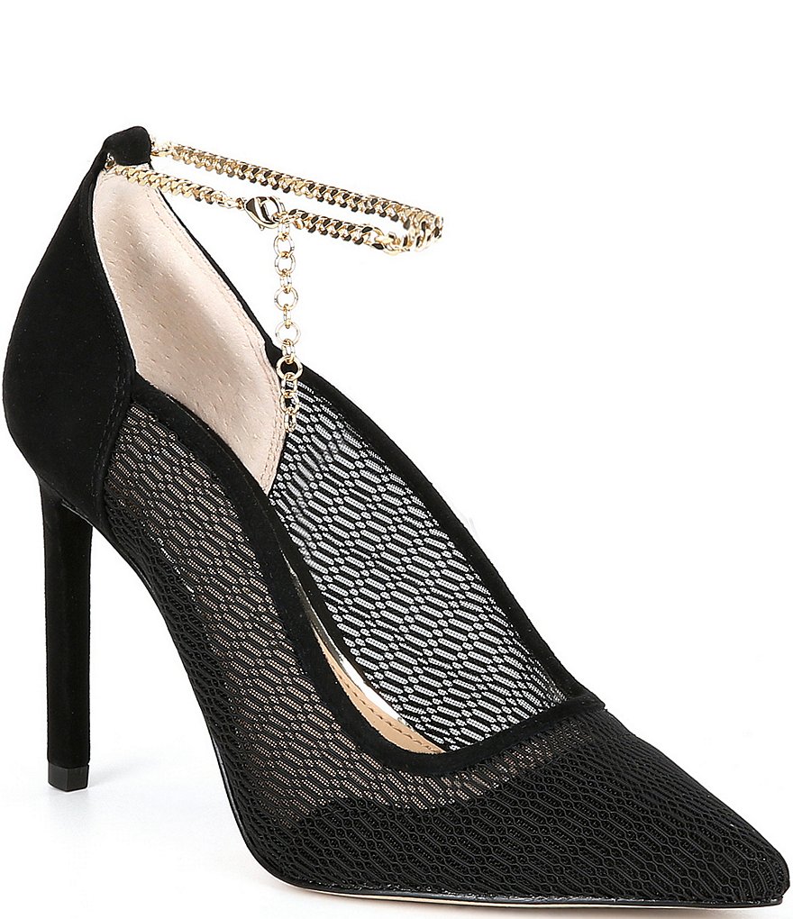 Gianni Bini Sisson Mesh Ankle Chain Pumps