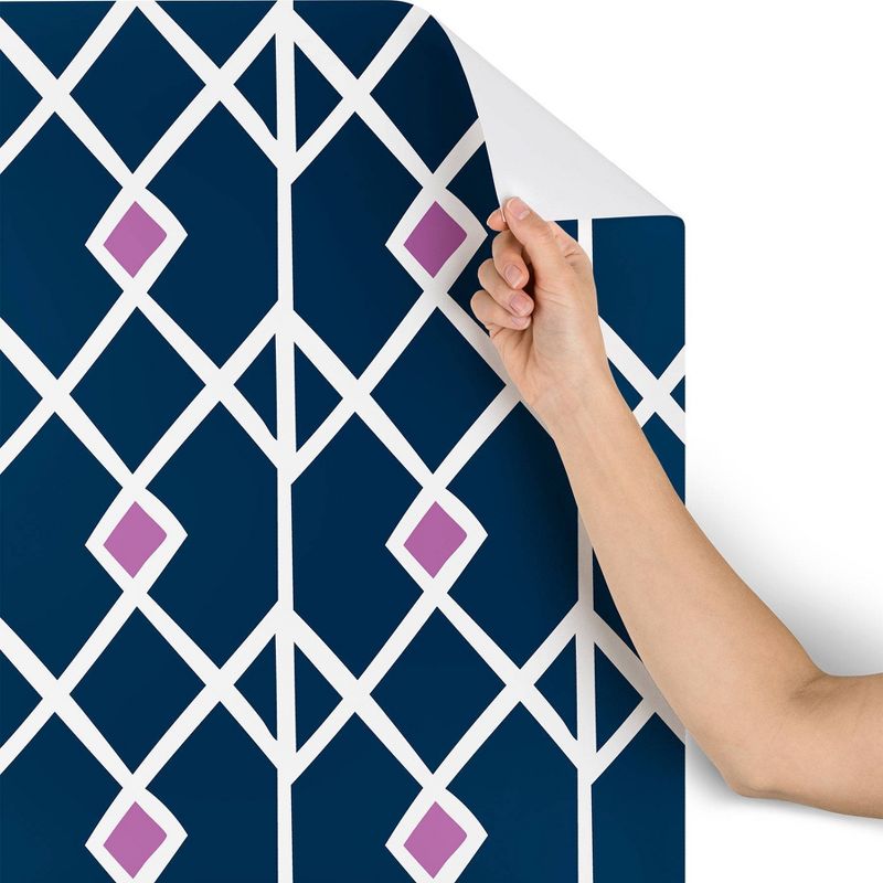 2"x8" Heather Dutton Annika Diamond Orchid Wallpaper Blue - Deny Designs