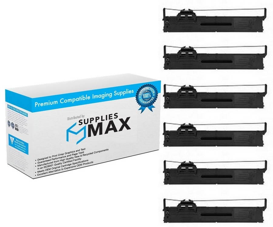 SuppliesMAX Compatible Replacement for PLQ-20/PLQ-22 Passbook Ptr Black Printer Ribbons (6/PK) (C13S015339-US)