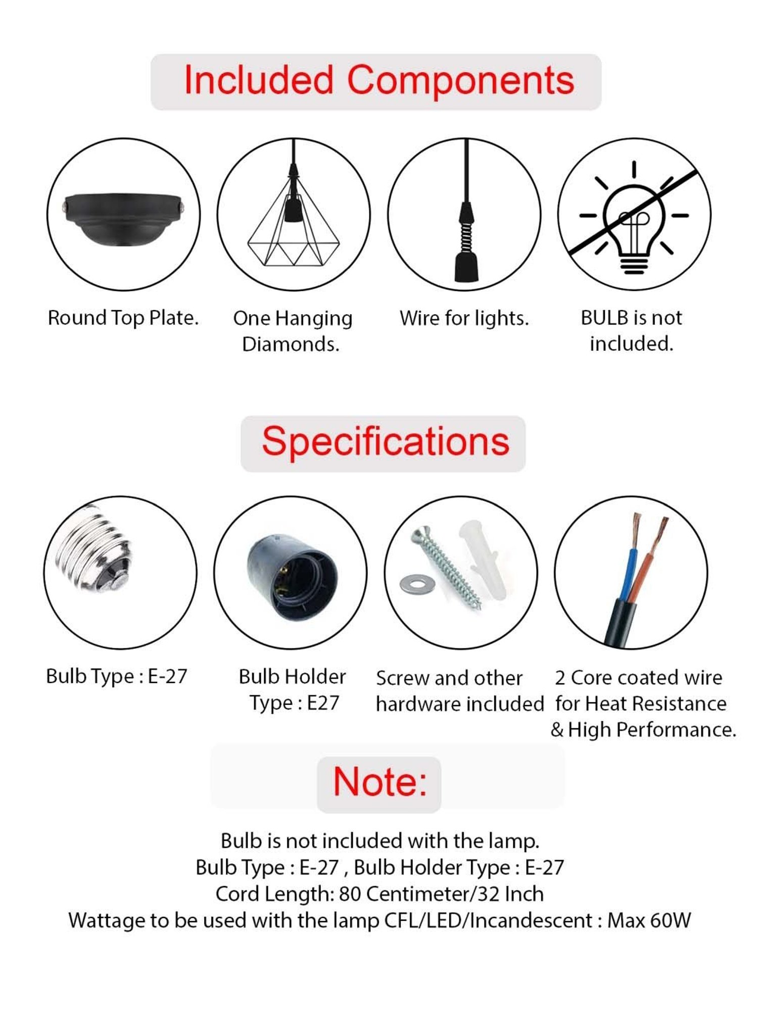 Homesake Fixture Farmhouse Black Metal Cage Lampshade Hanging Pendant Light (Bulb not included)