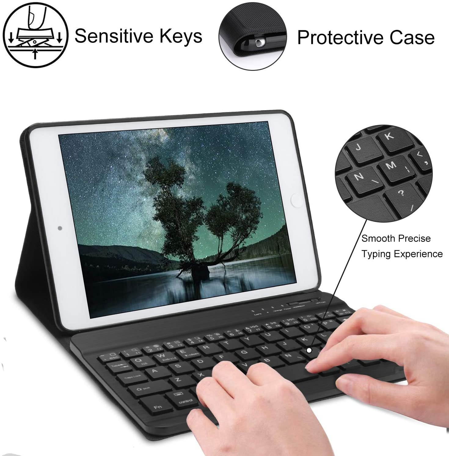 iPad Keyboard Case for iPad Mini 5 (5th Gen 2019)/iPad Mini 4/3/2/1,IVEOPPE iPad Keyboard Case 7 Colors Backlight Bluetooth Keyboard for iPad Magnetic Cover Auto Sleep/Wake Smart Function
