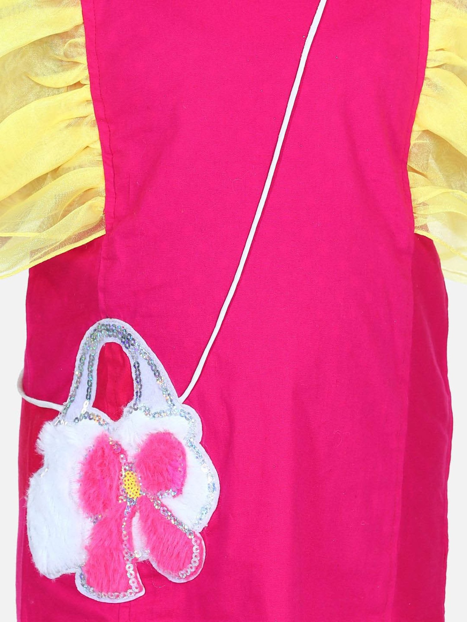 LilPicks Kids Pink & Yellow Cotton Embelished Dress